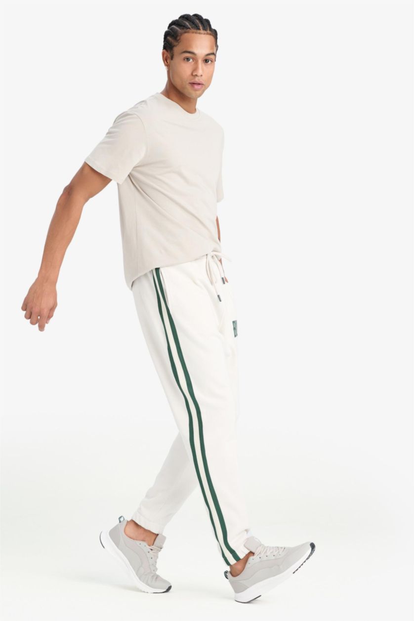 Erkek Taş Standart Fıt Kalın Sweatshirt Kumaşı Jogger