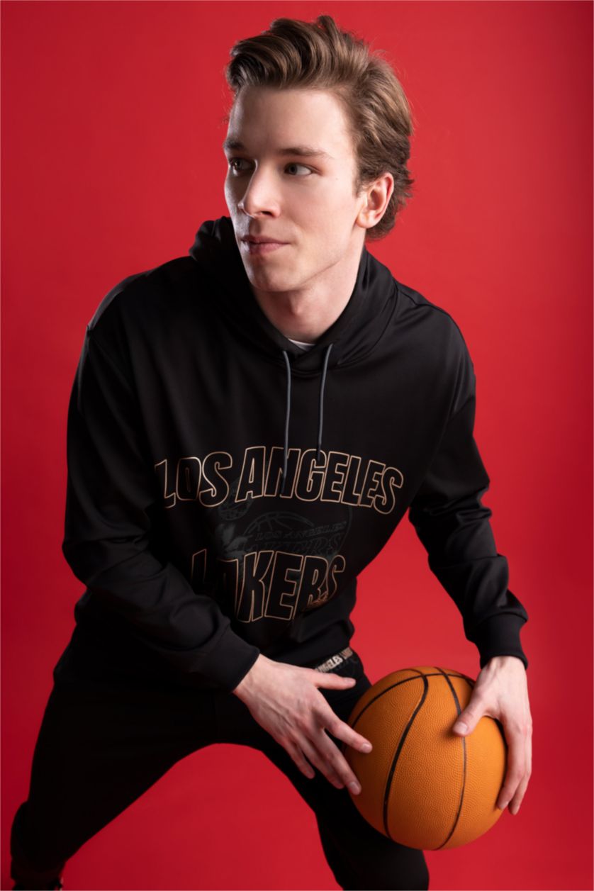 Ерлер қара NBA Los Angeles Lakers Лицензиялық бокси фит-нба бас киімді Свитер