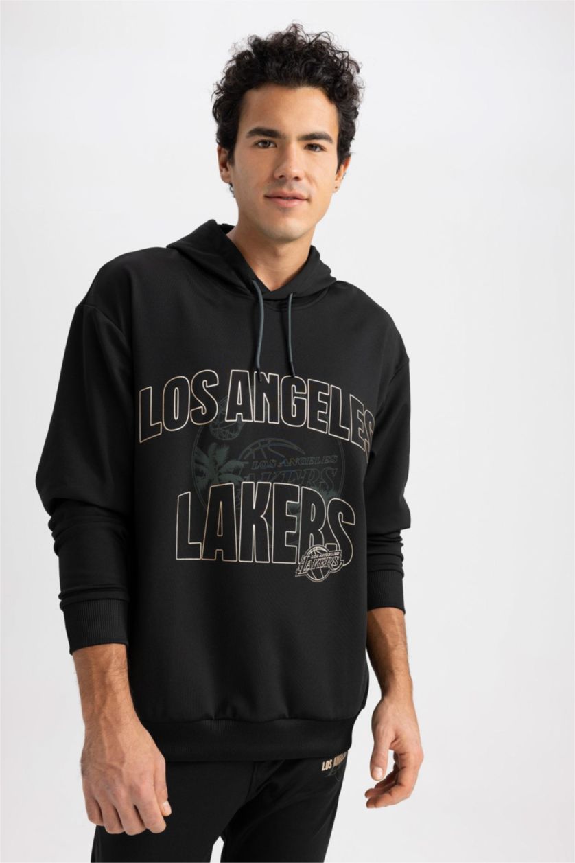 Ерлер қара NBA Los Angeles Lakers Лицензиялық бокси фит-нба бас киімді Свитер