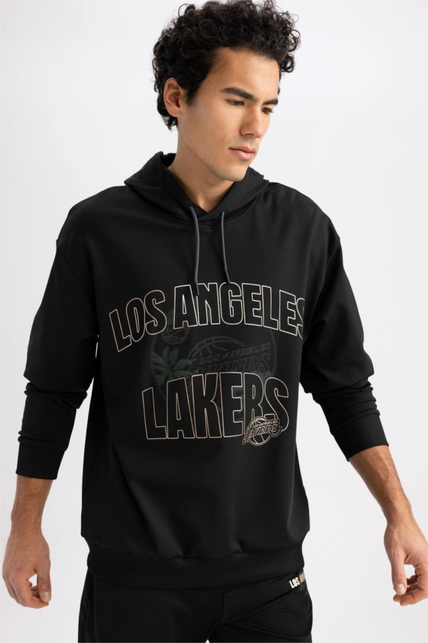 Ерлер қара NBA Los Angeles Lakers Лицензиялық бокси фит-нба бас киімді Свитер