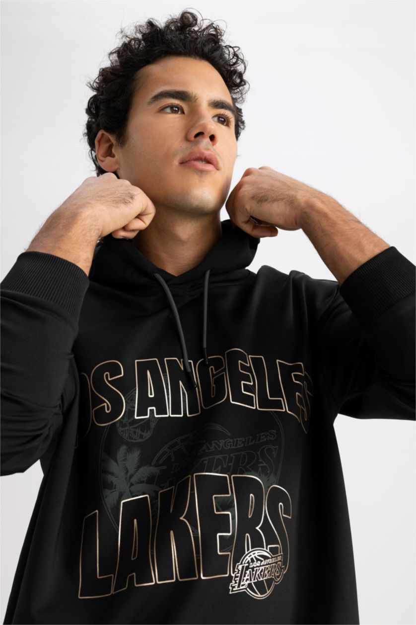 Ерлер қара NBA Los Angeles Lakers Лицензиялық бокси фит-нба бас киімді Свитер