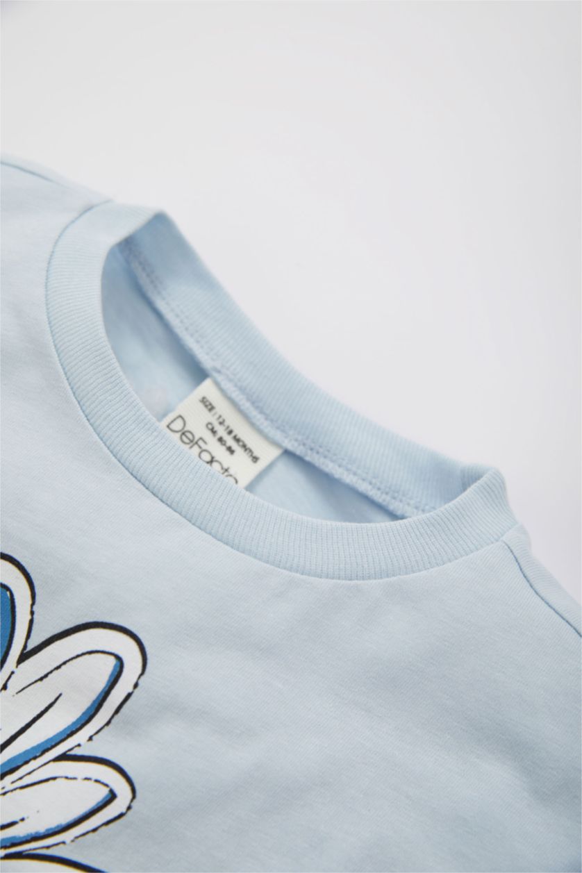 BABY GIRL Light Blue Baby Girl Regular Fit Crew Neck Floral Short Sleeve T-Shirt