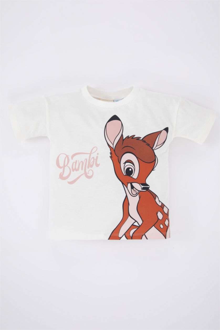 BABY GIRL Ecru Baby Girl Disney Bambi Licensed Regular Fit Crew Neck Short Sleeved T-Shirt