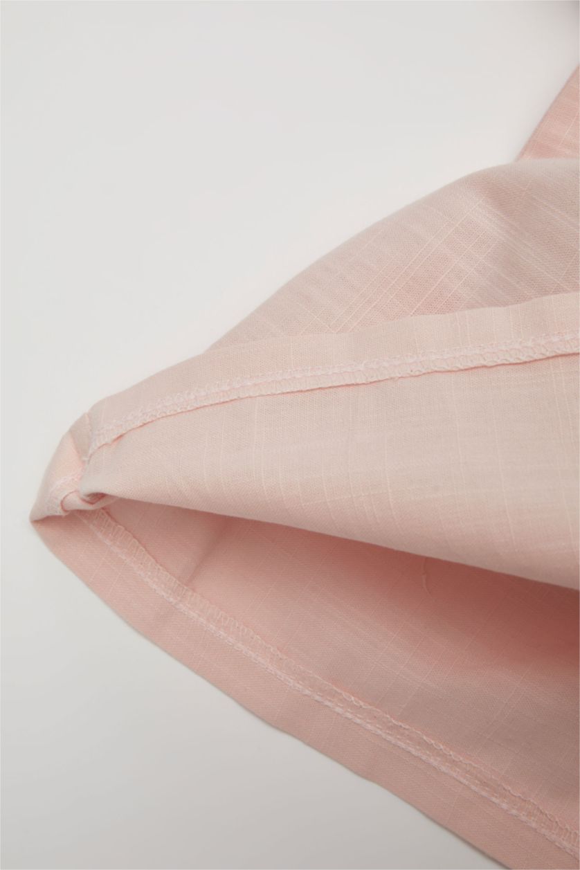 BABY GIRL Light Pink Baby Girl Regular Fit Crew Neck Corded Camisole Short Sleeved T-Shirt