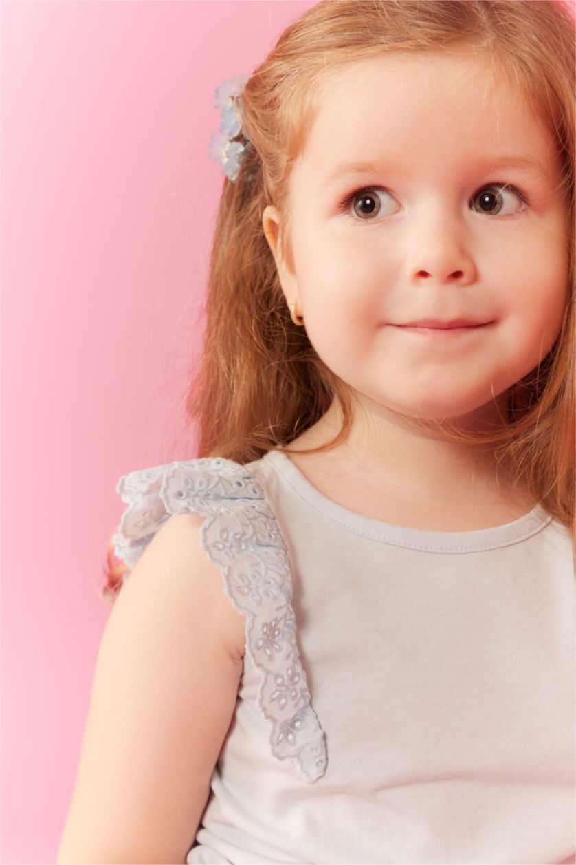 طفلة صغيرة أزرق فاتح فانيلة بناتي قصة عادية بياقة مستديرة