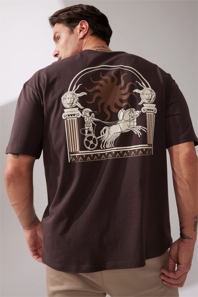 رجالي بني Oversize Fit Short Sleeve T-Shirt