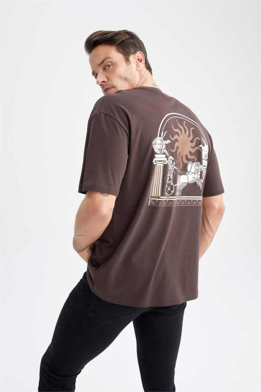 رجالي بني Oversize Fit Short Sleeve T-Shirt