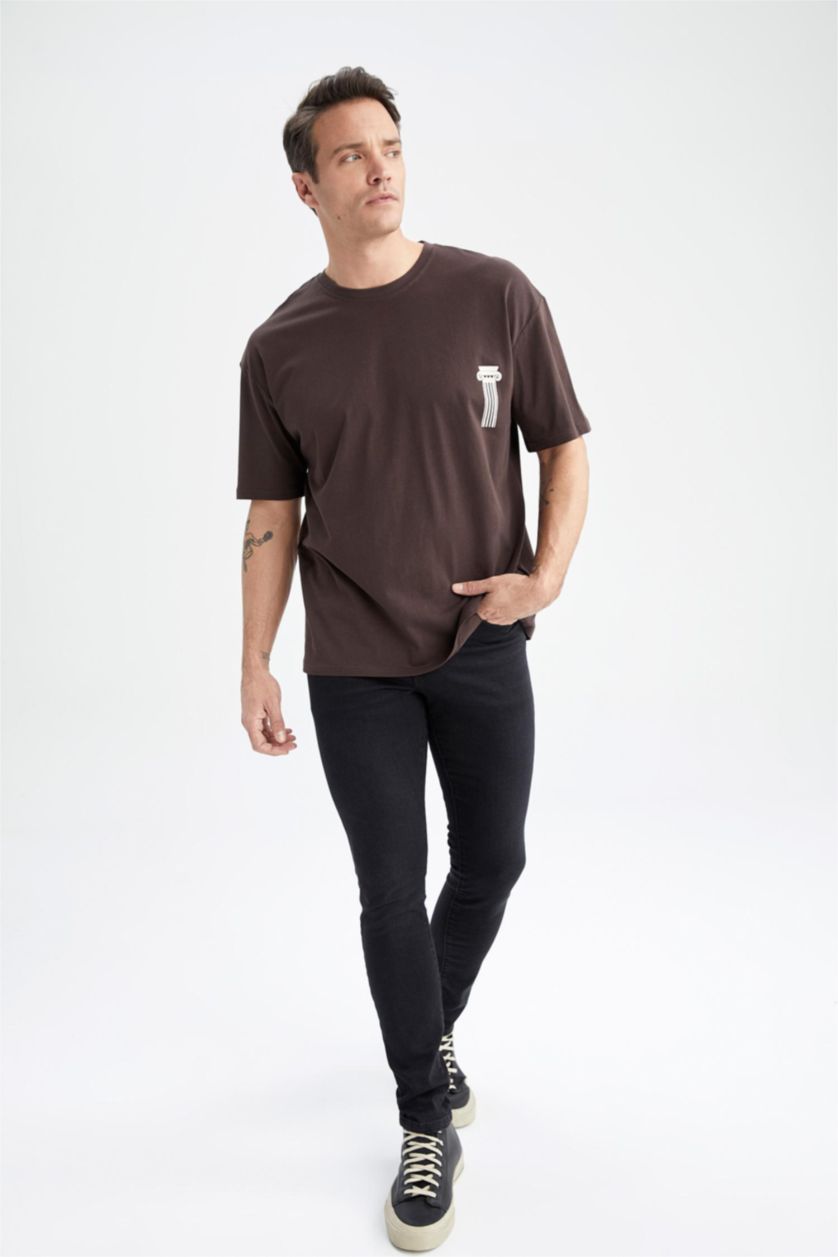 رجالي بني Oversize Fit Short Sleeve T-Shirt