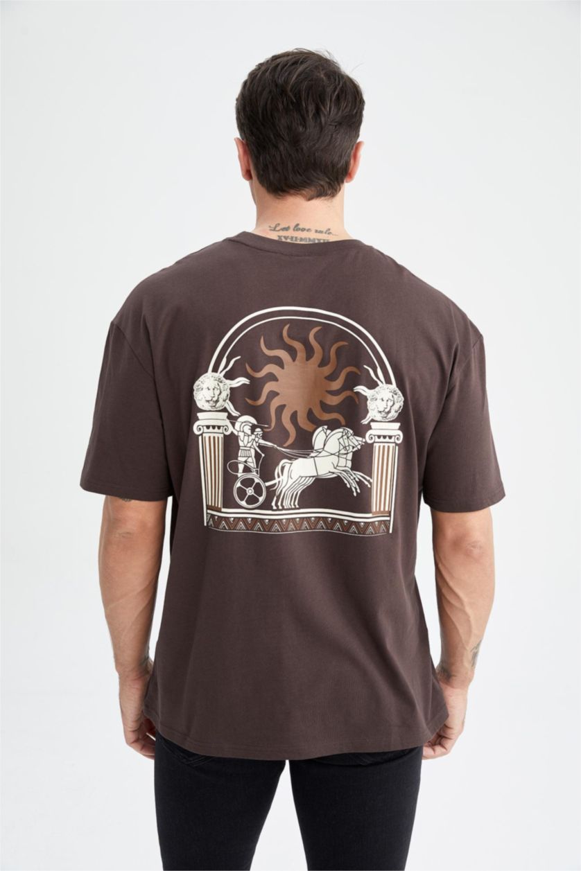 رجالي بني Oversize Fit Short Sleeve T-Shirt