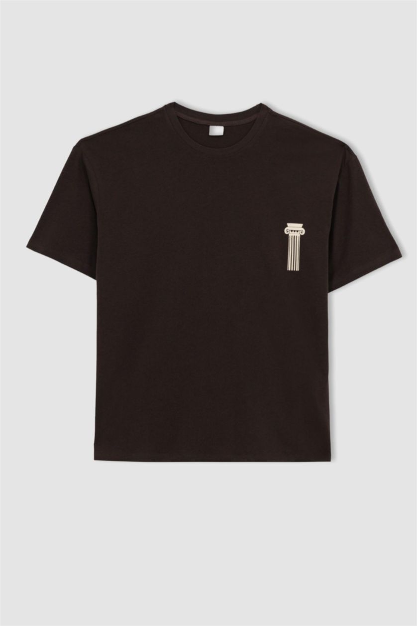 رجالي بني Oversize Fit Short Sleeve T-Shirt