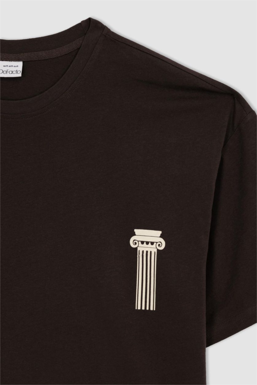 رجالي بني Oversize Fit Short Sleeve T-Shirt