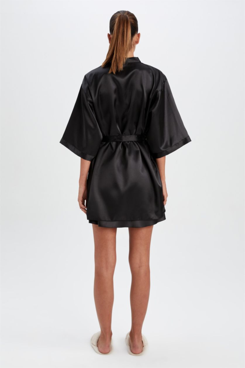 Woman Black Regular Fit Robe