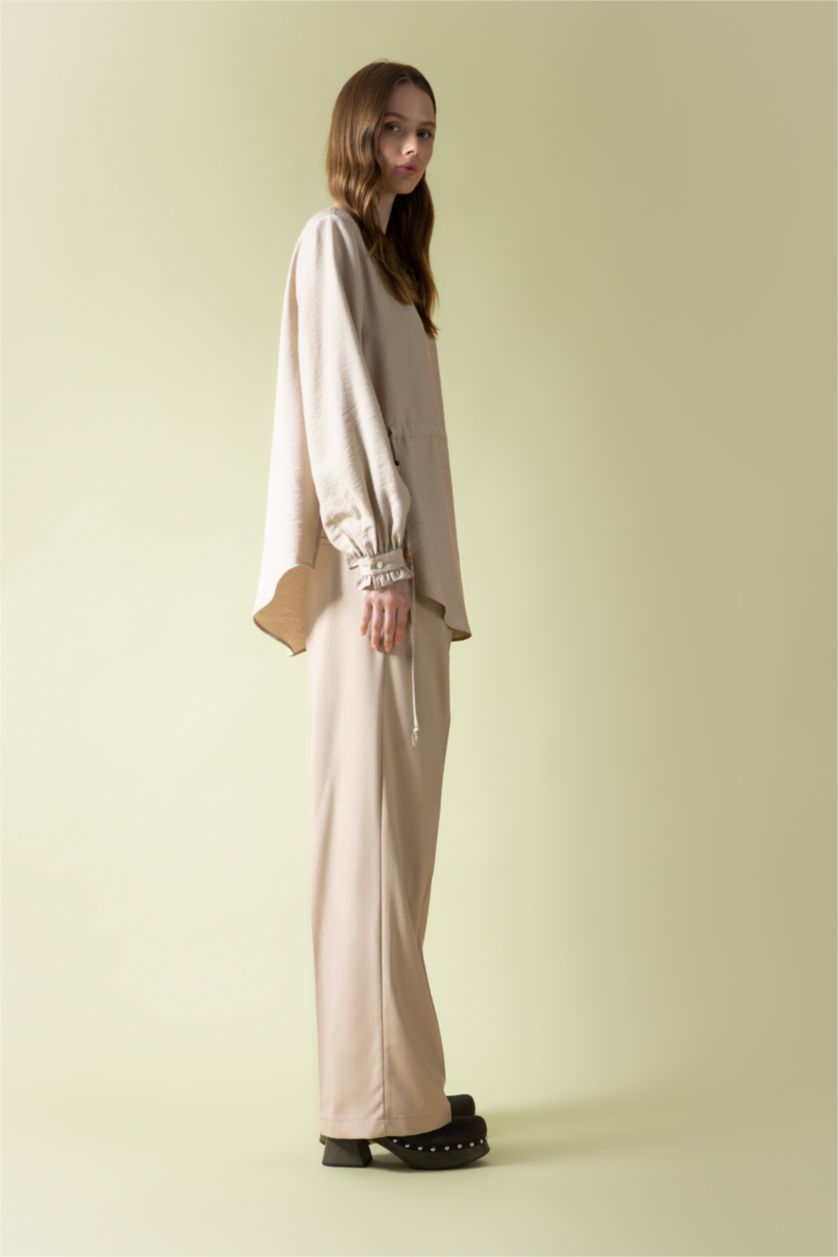 WOMAN Stone Regular Fit Linen Blended Long Sleeve Tunic