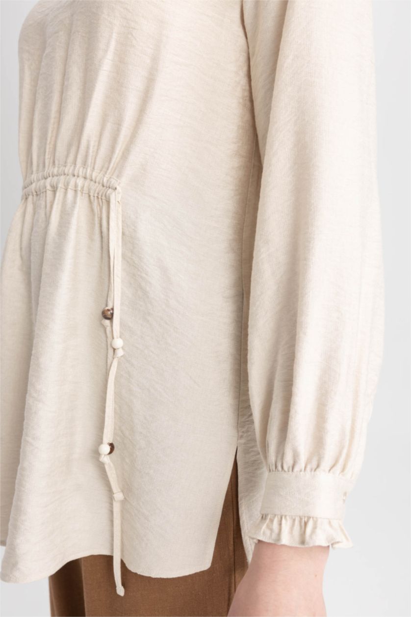 WOMAN Stone Regular Fit Linen Blended Long Sleeve Tunic