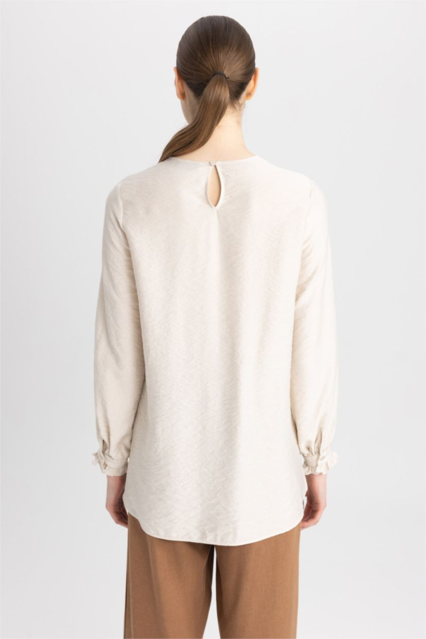 WOMAN Stone Regular Fit Linen Blended Long Sleeve Tunic