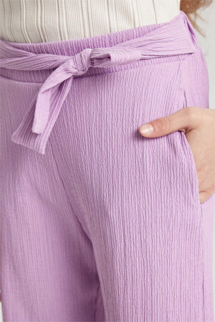 بناتي أرجواني بنطلون بناتي من قماش مجعد