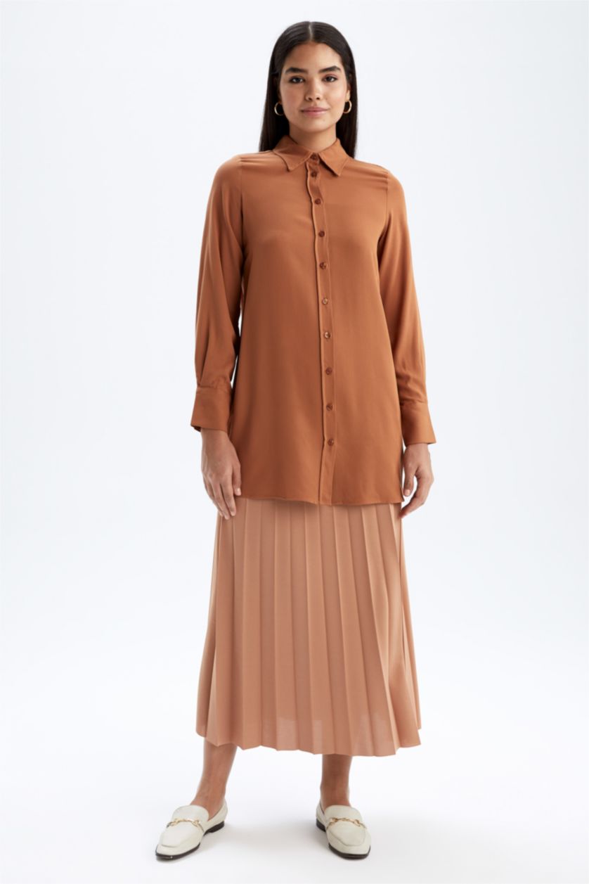 FEMME Marron Jupe En Tricot Crêpe