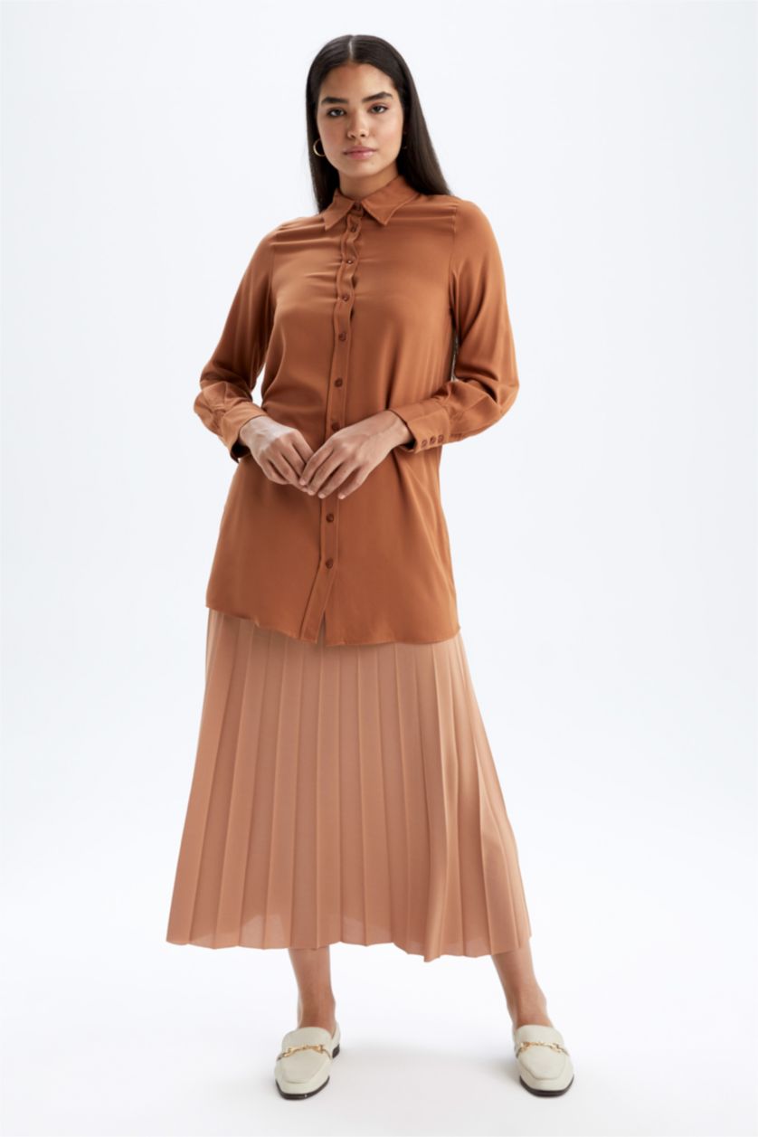 FEMME Marron Jupe En Tricot Crêpe