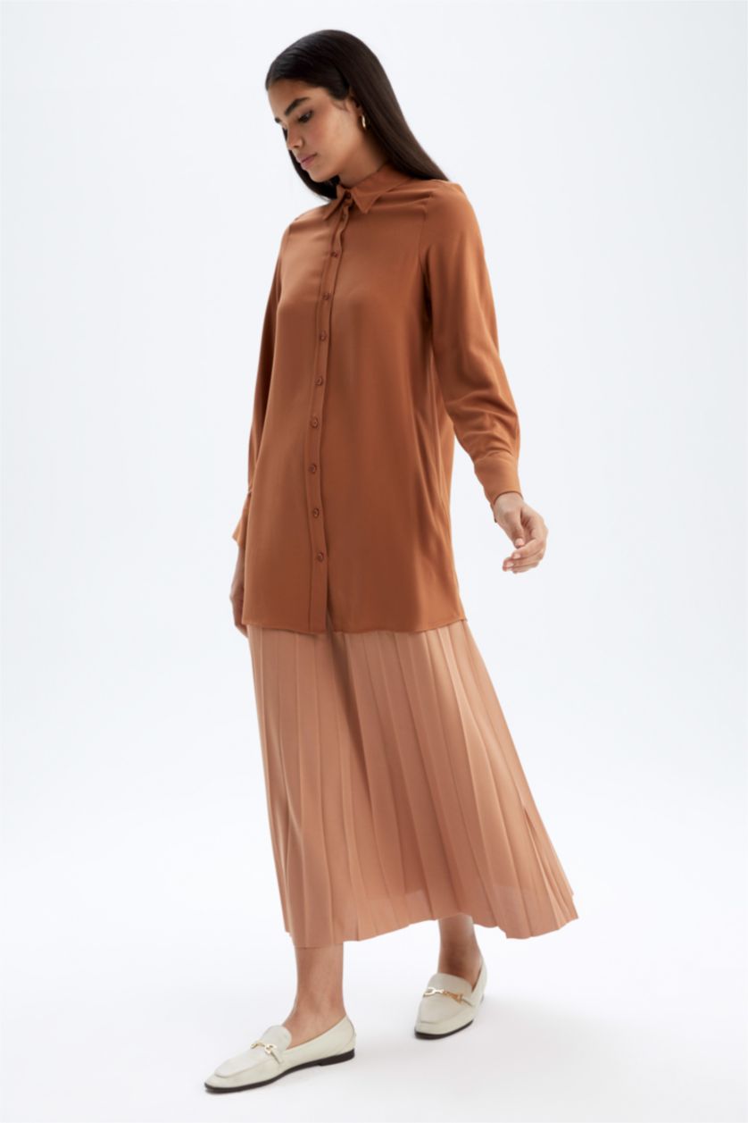 FEMME Marron Jupe En Tricot Crêpe