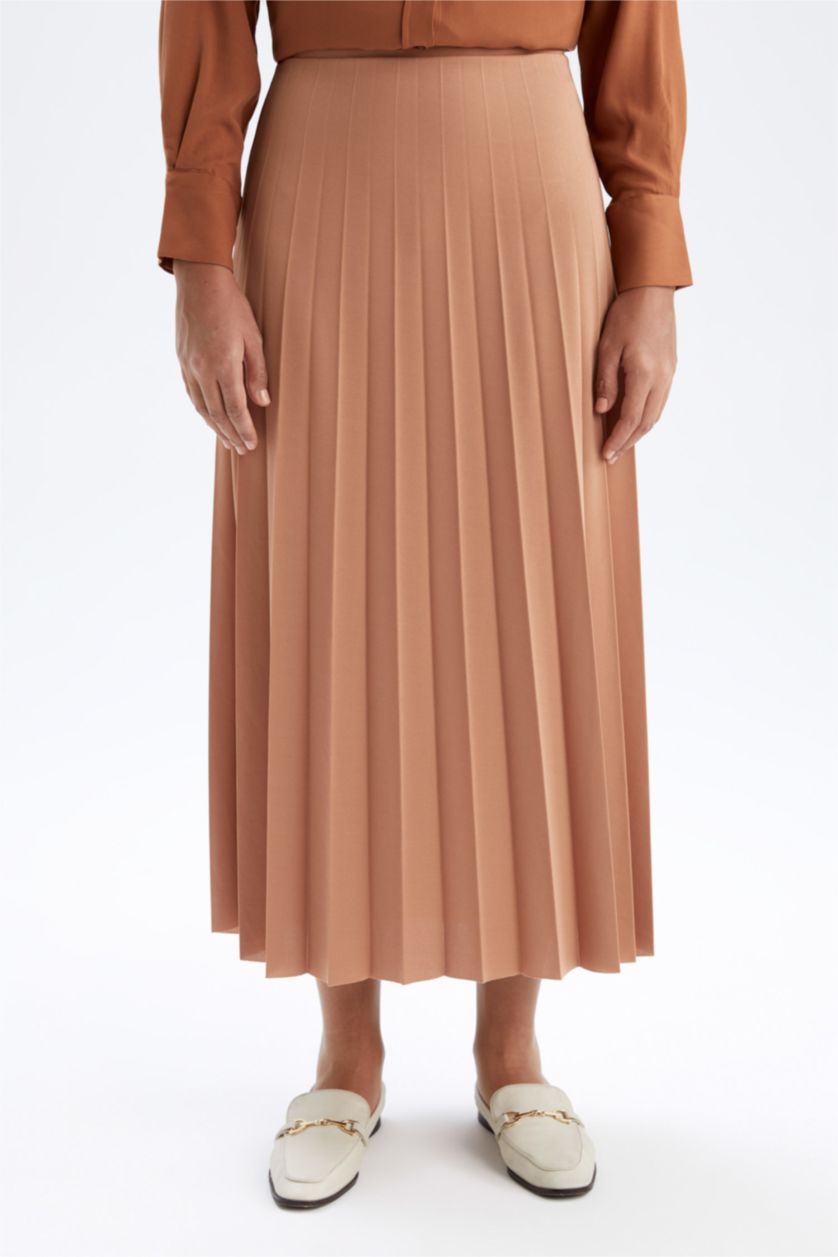 FEMME Marron Jupe En Tricot Crêpe