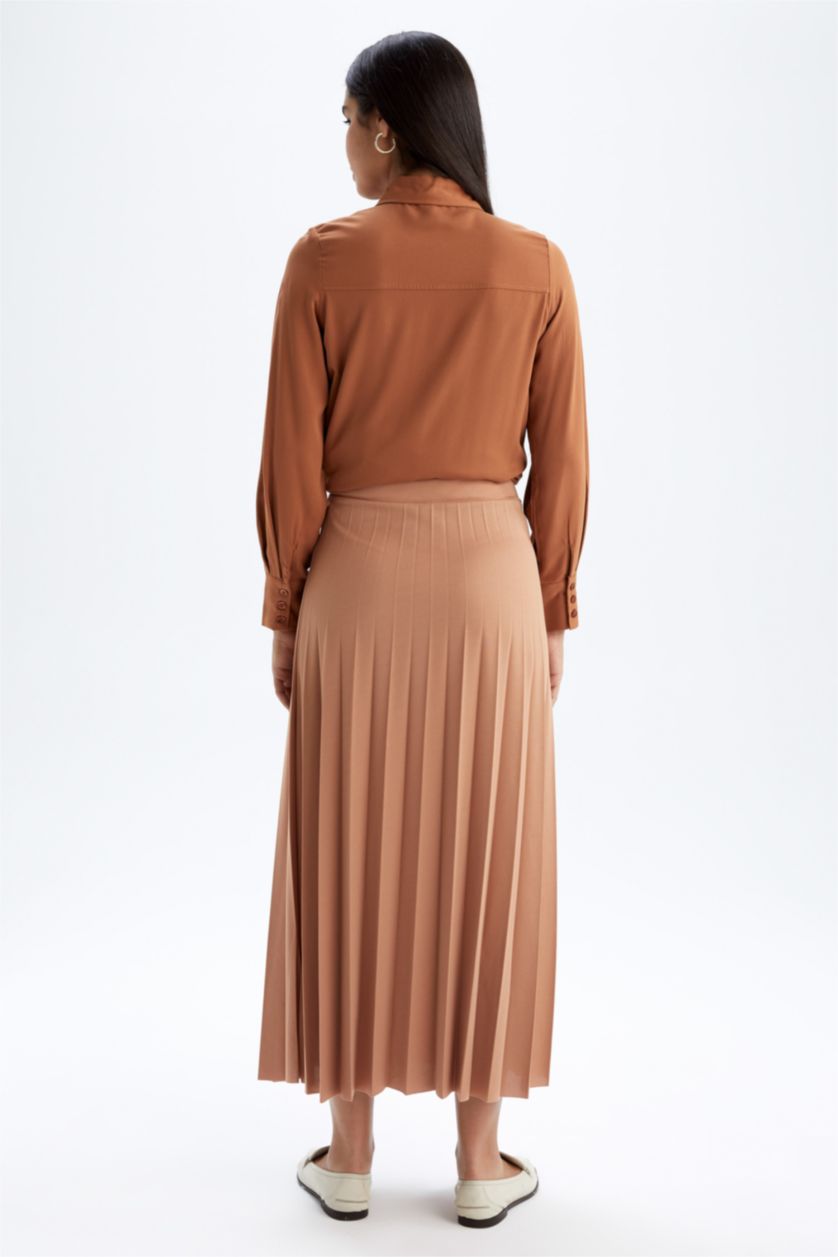 FEMME Marron Jupe En Tricot Crêpe