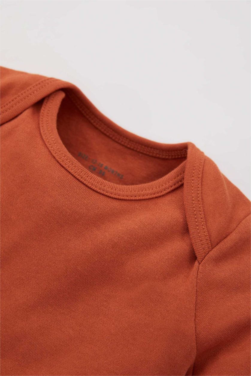 BABY GIRL Orange Baby Boy Tiger Pattern 2-Pack Long Sleeve Snap Fastener Body