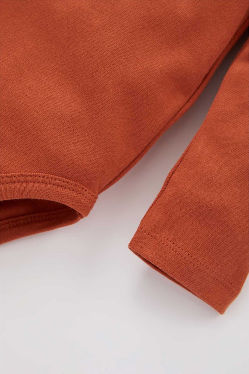 BABY GIRL Orange Baby Boy Tiger Pattern 2-Pack Long Sleeve Snap Fastener Body