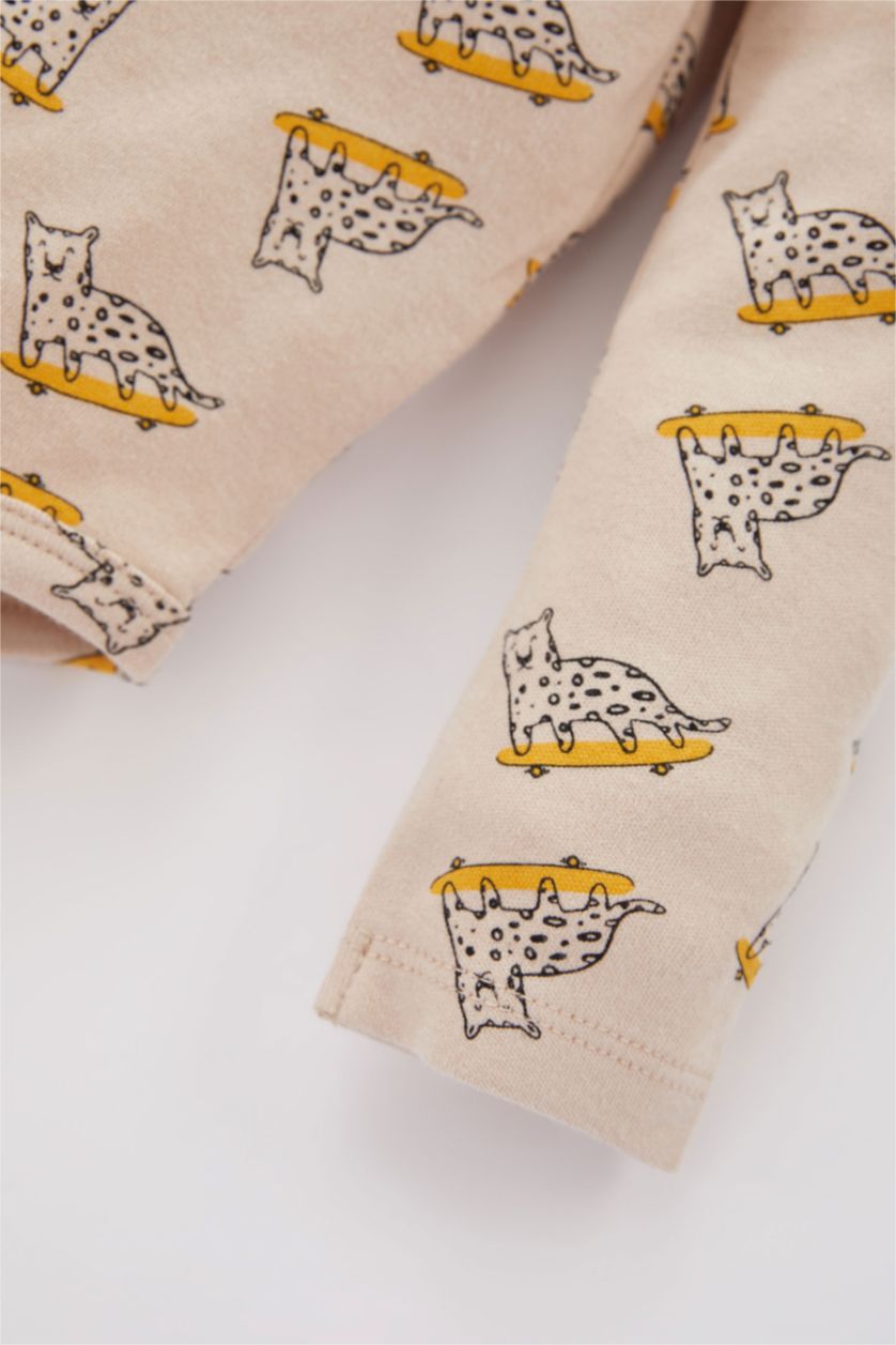 BABY GIRL Orange Baby Boy Tiger Pattern 2-Pack Long Sleeve Snap Fastener Body