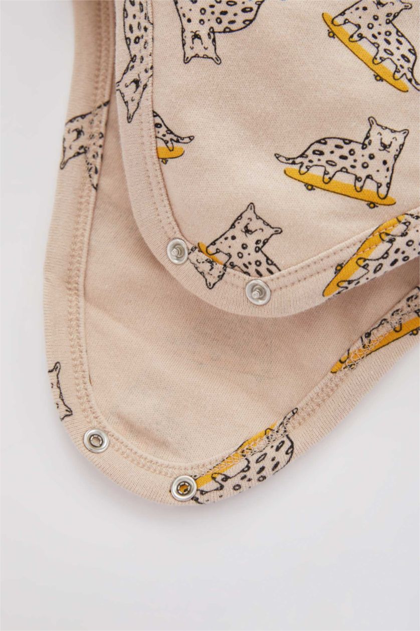 BABY GIRL Orange Baby Boy Tiger Pattern 2-Pack Long Sleeve Snap Fastener Body