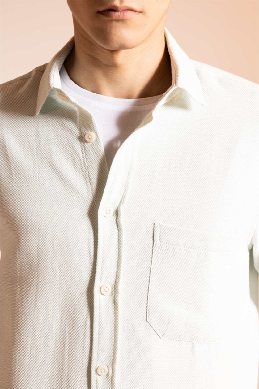 Мужчины Мятный Рубашка стандартного кроя с длинным рукавом