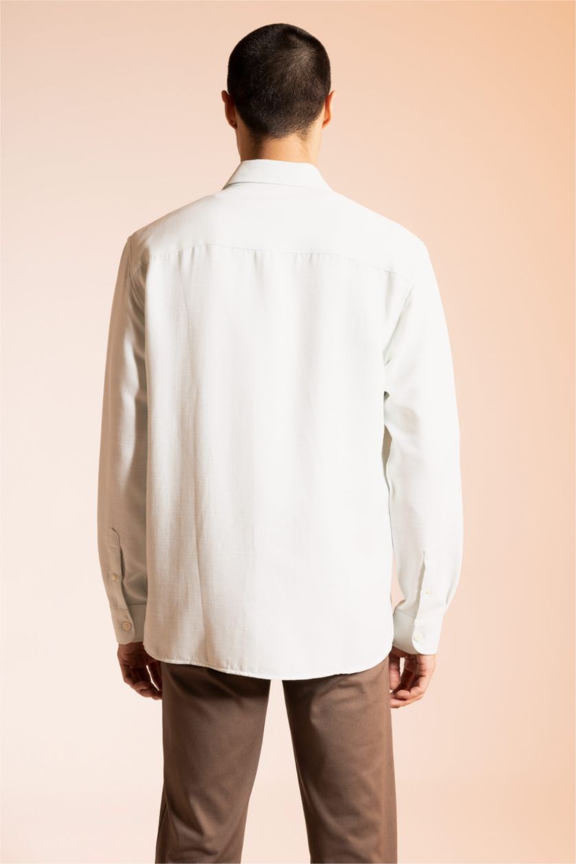 Мужчины Мятный Рубашка стандартного кроя с длинным рукавом