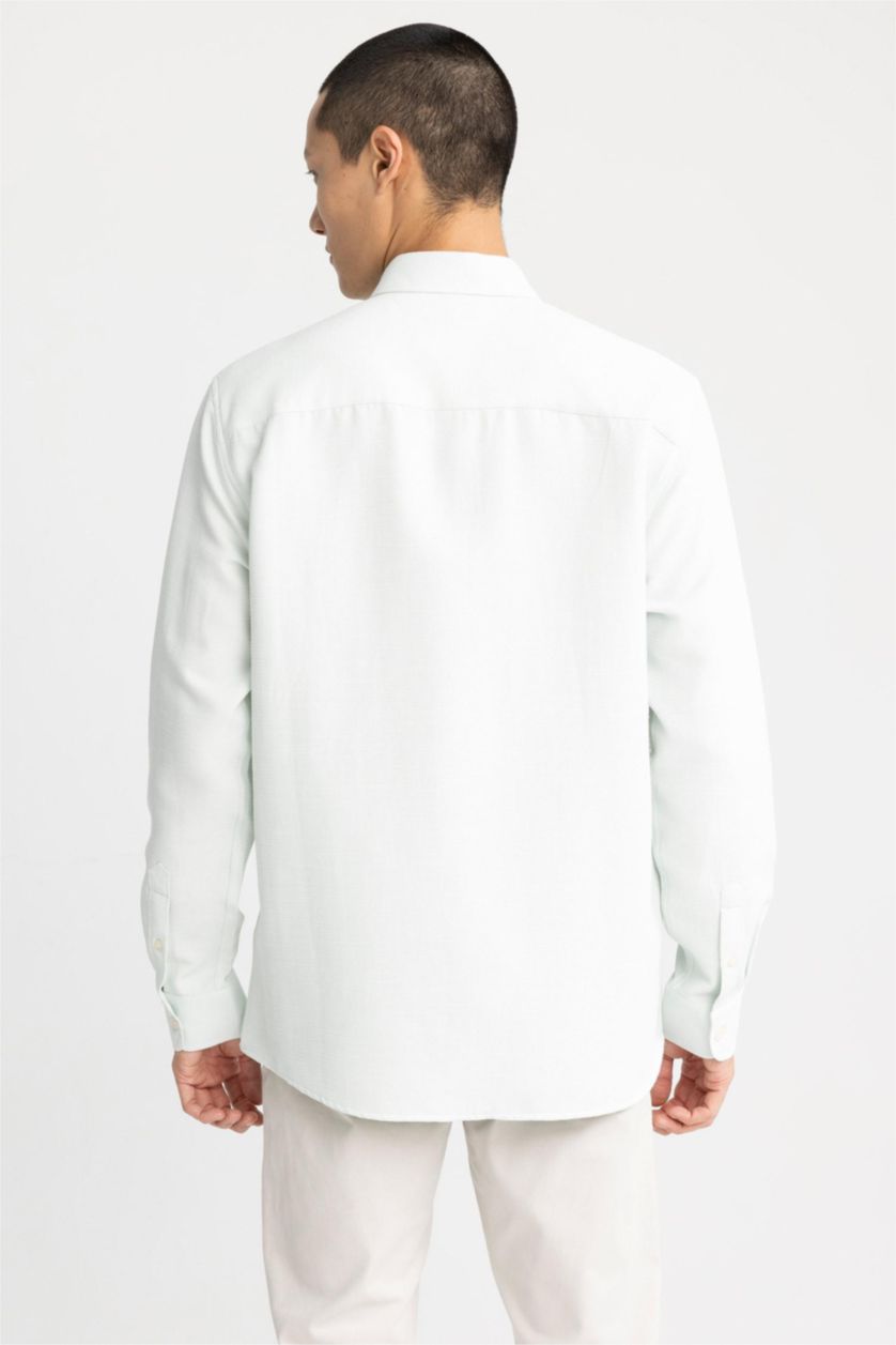 Мужчины Мятный Рубашка стандартного кроя с длинным рукавом