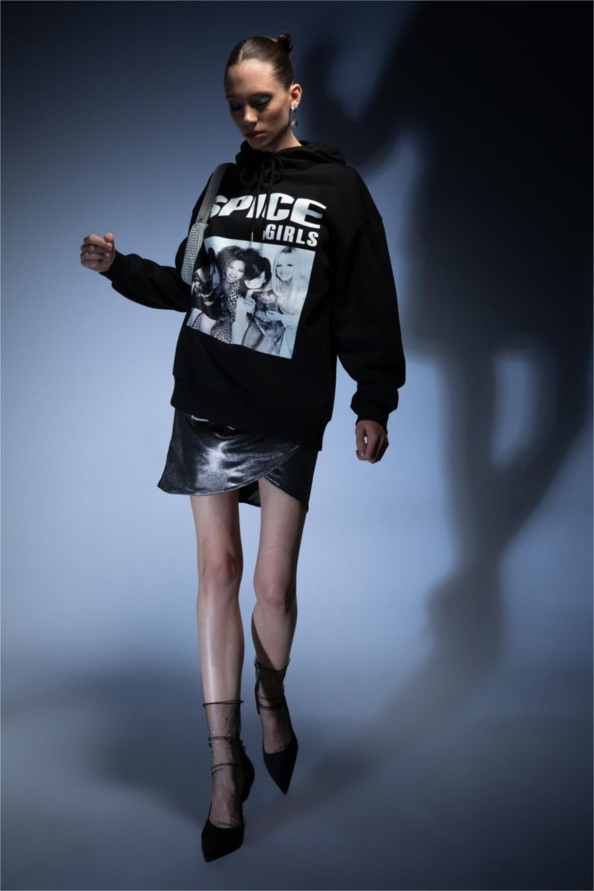 Жіночий Чорний Світшот оверсайз з капюшоном Spice Girls з принтом з товстої тканини для жінок