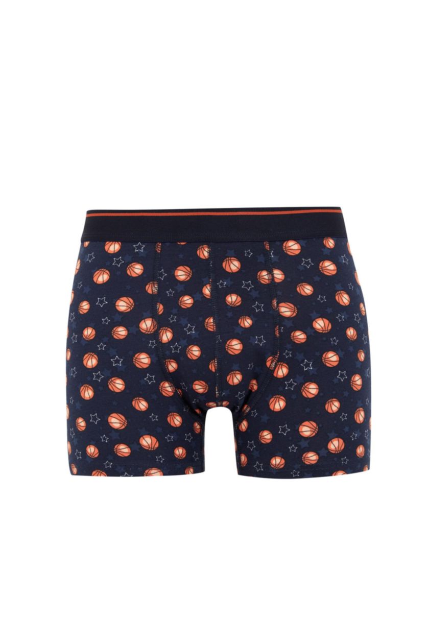 Erkek Lacivert Regular Fıt Top Baskılı 2'li Boxer