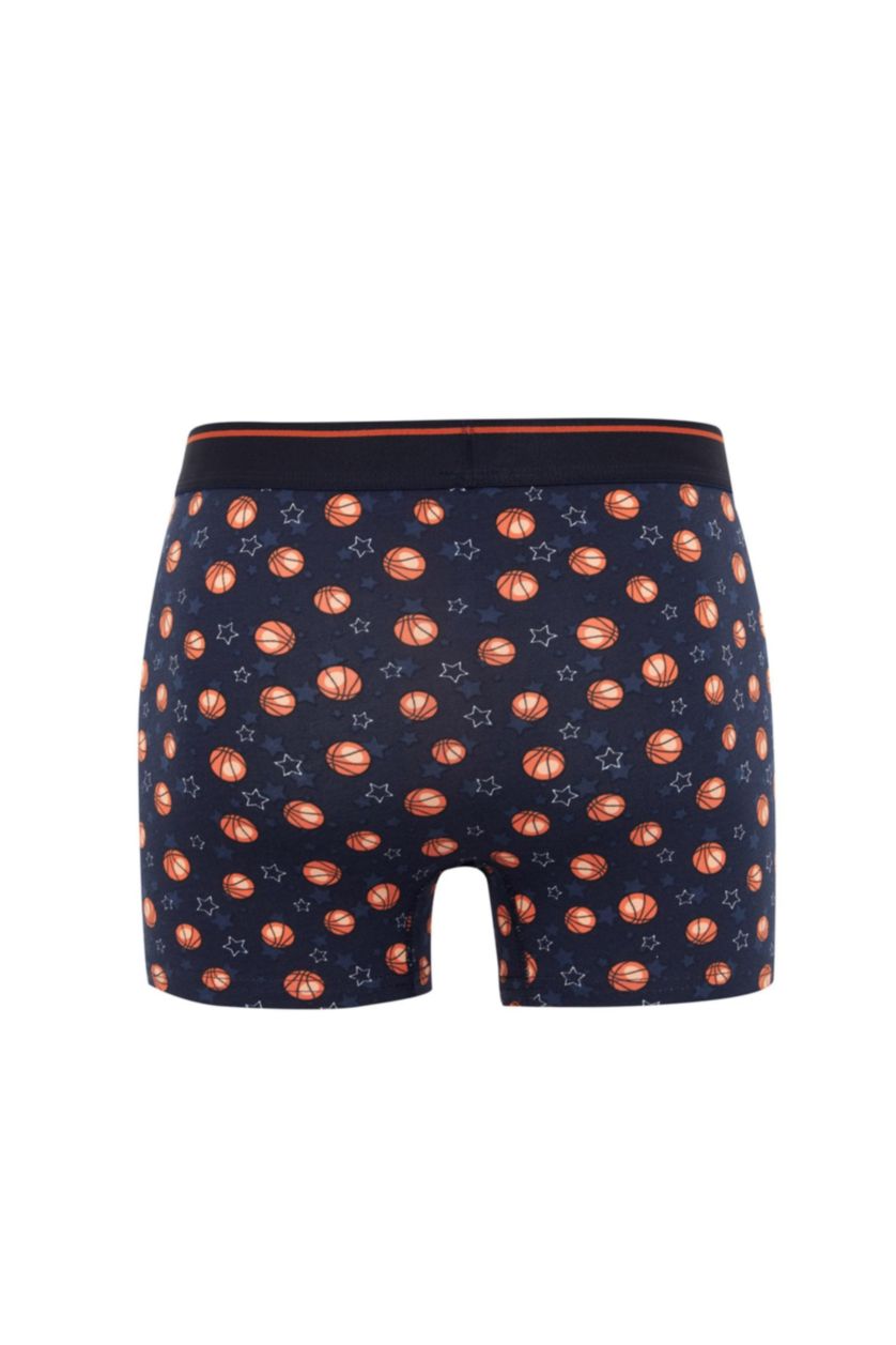 Erkek Lacivert Regular Fıt Top Baskılı 2'li Boxer