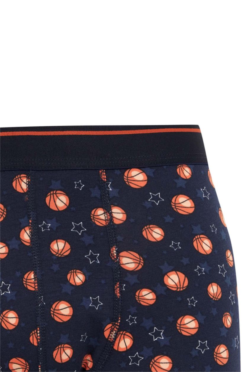 Erkek Lacivert Regular Fıt Top Baskılı 2'li Boxer