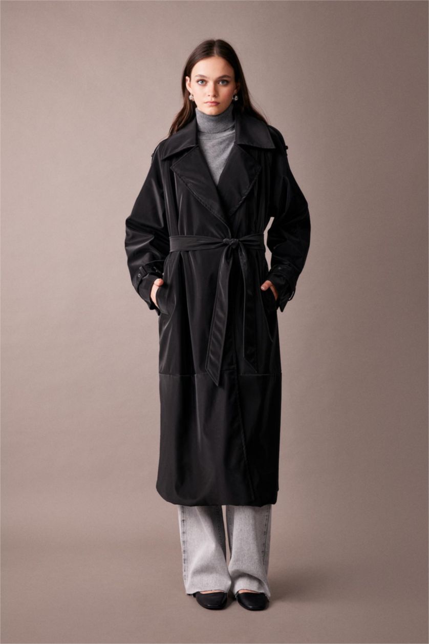 Kadın Siyah Trençkot