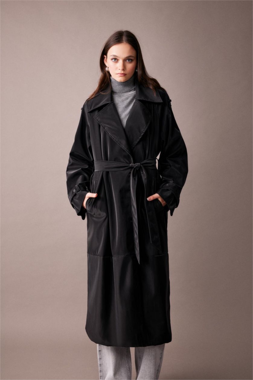 Kadın Siyah Trençkot