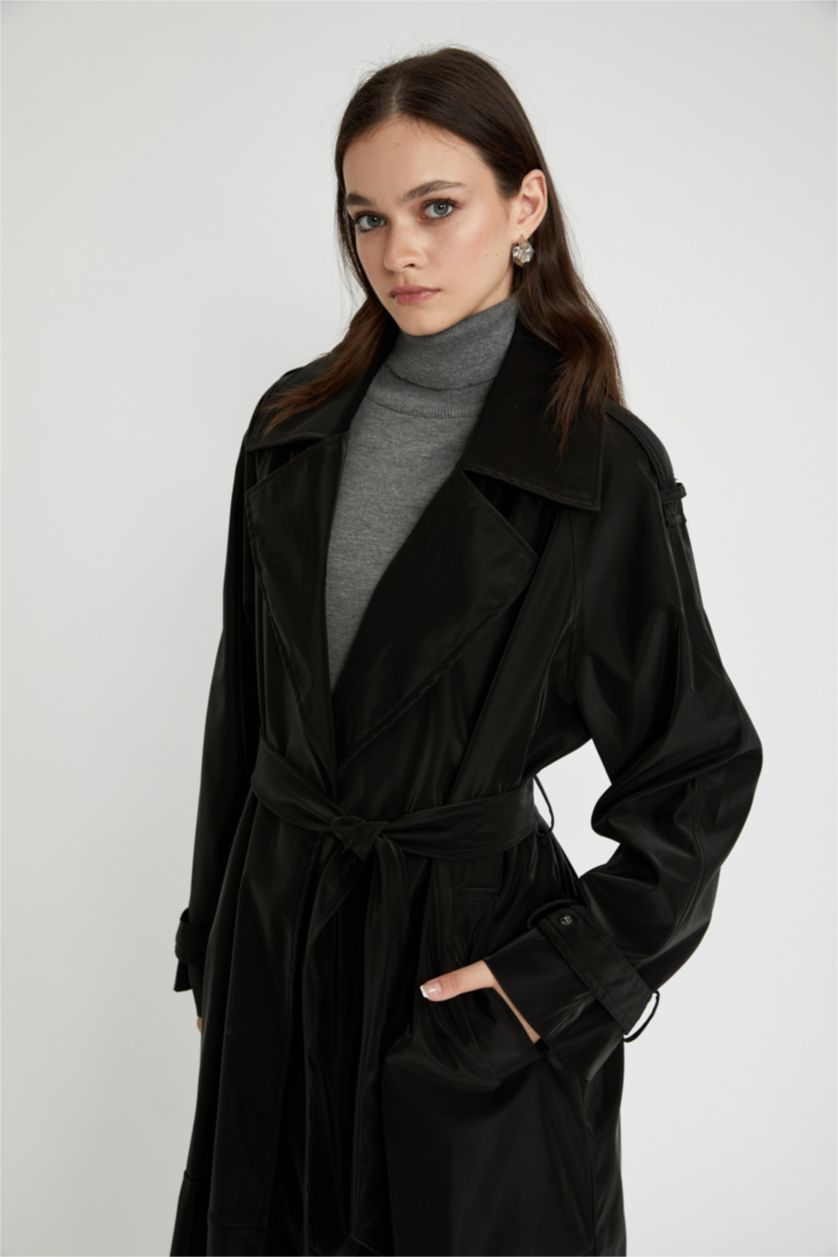 Kadın Siyah Trençkot