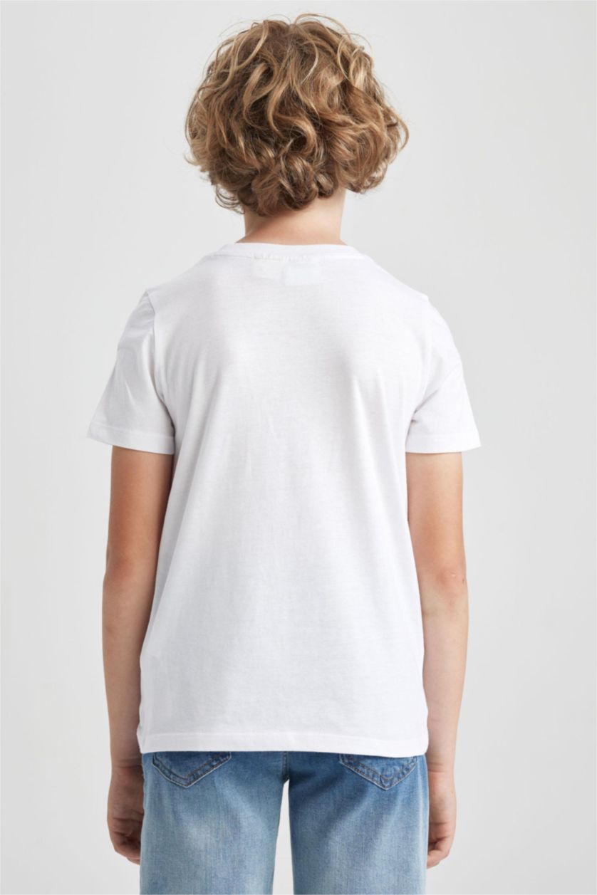 Erkek Çocuk - Genç Erkek Beyaz Erkek Çocuk SpongeBob Bisiklet Yaka Kısa Kollu Tişört