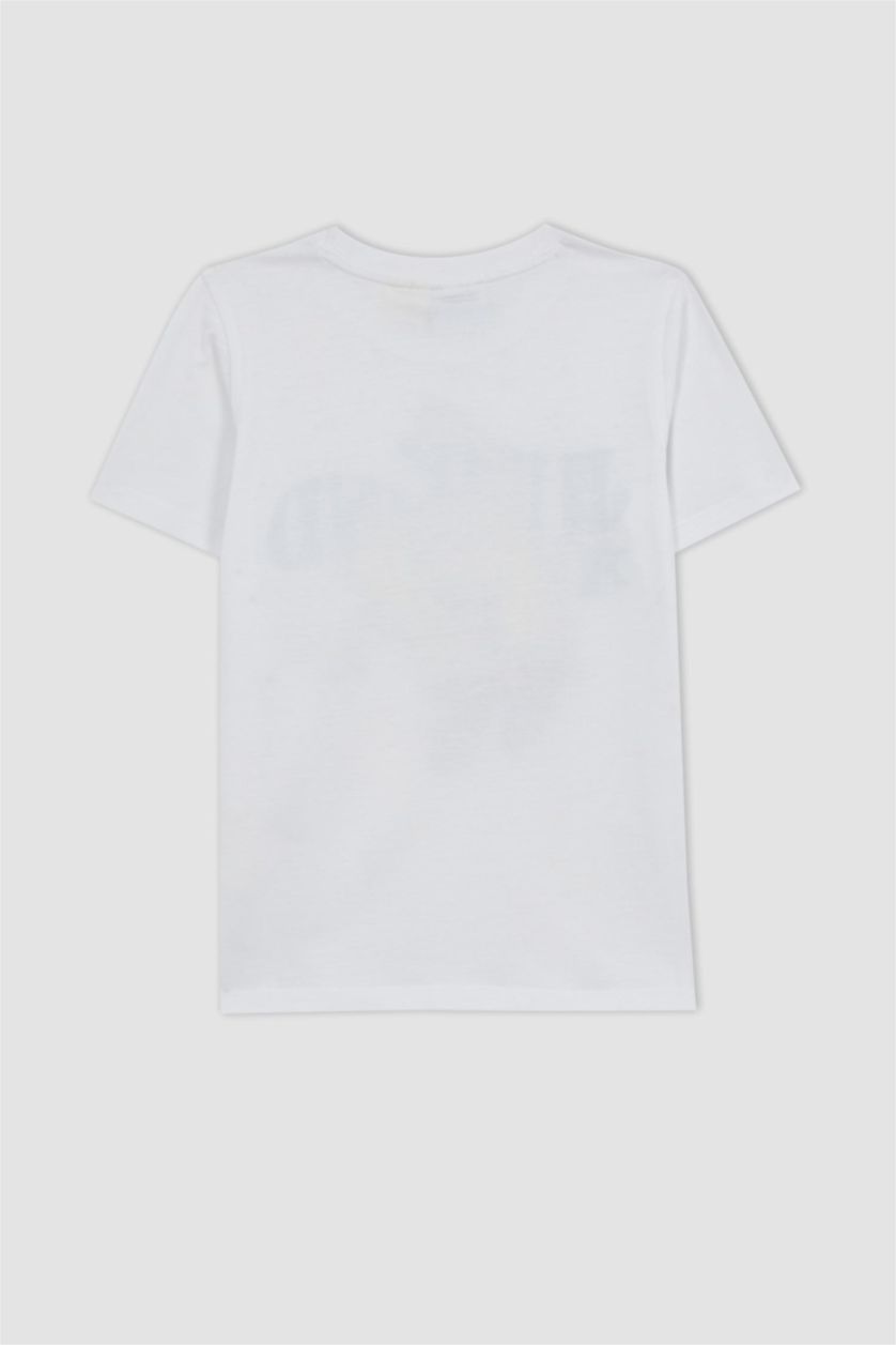 Erkek Çocuk - Genç Erkek Beyaz Erkek Çocuk SpongeBob Bisiklet Yaka Kısa Kollu Tişört