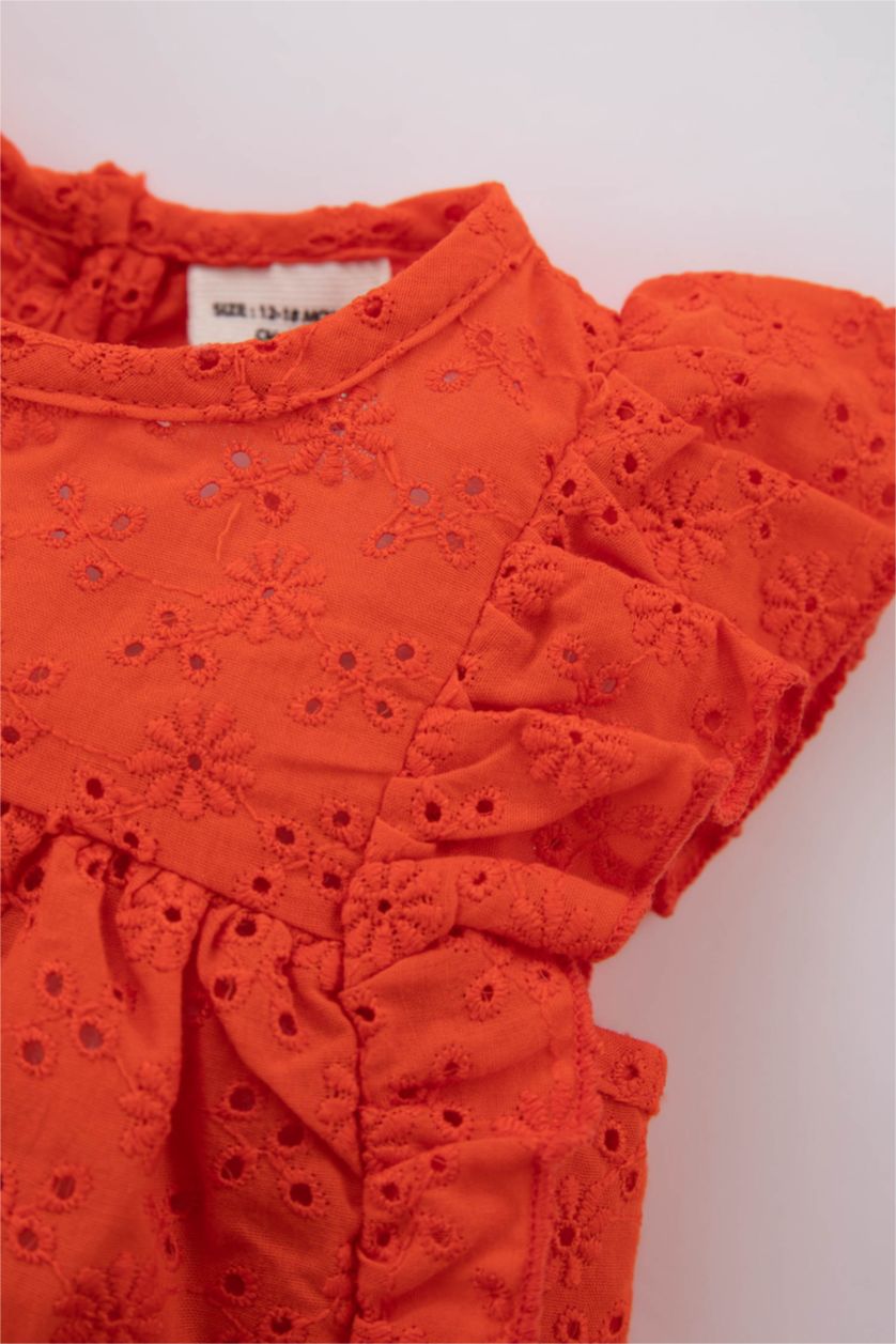 BABY GIRL Coral Baby Girls Embroidered Short Sleeve Shirt