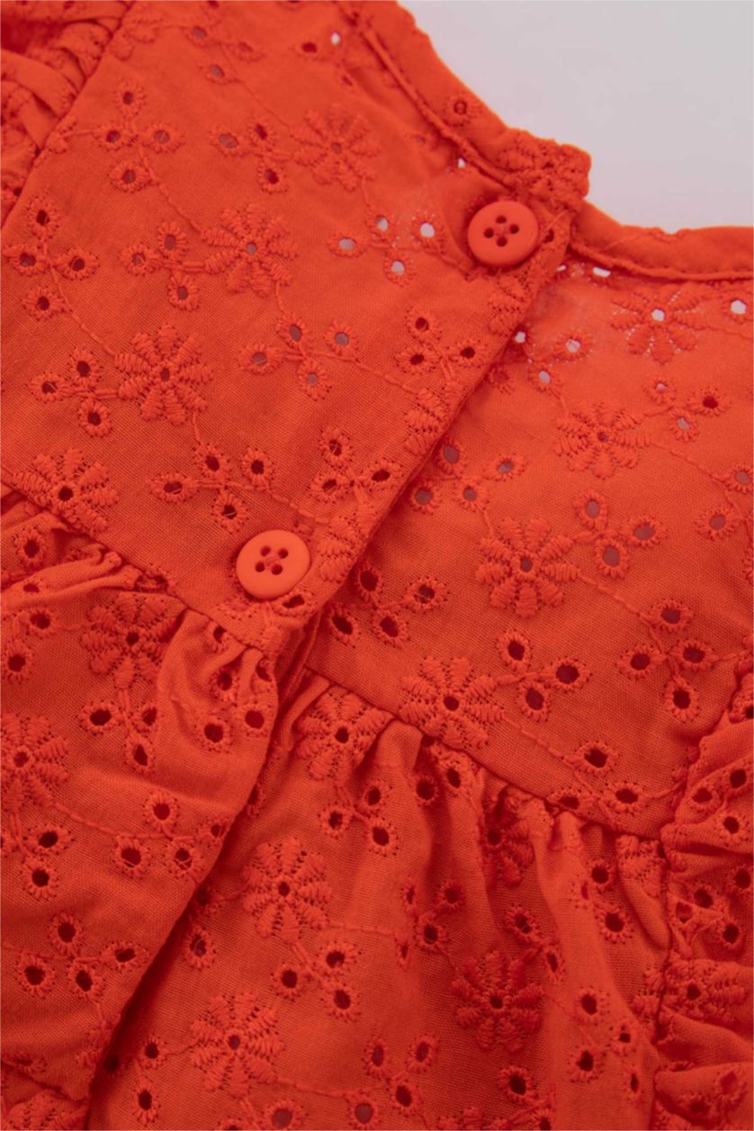 BABY GIRL Coral Baby Girls Embroidered Short Sleeve Shirt