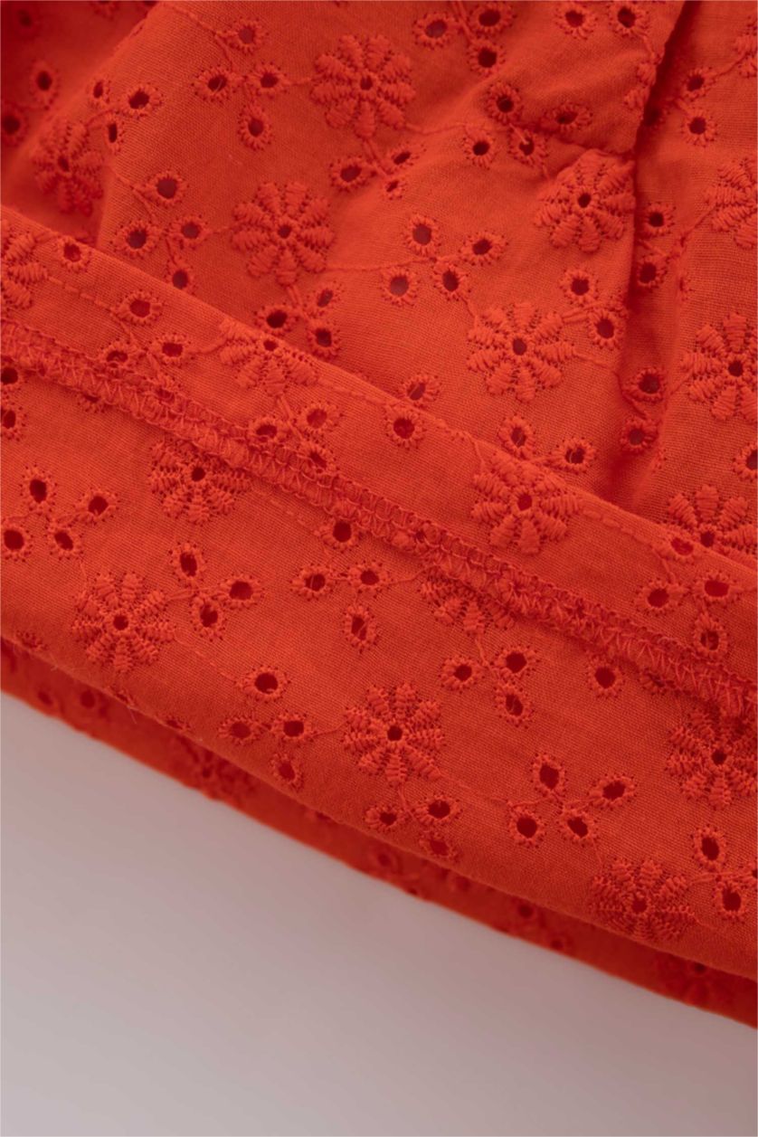 BABY GIRL Coral Baby Girls Embroidered Short Sleeve Shirt