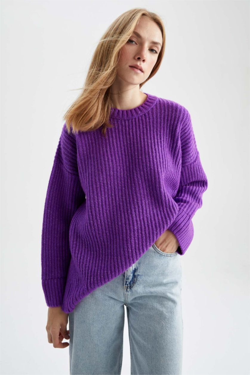 Жіночий Темно розовий Oversize Fit Thessaloniki Fabric Pullover