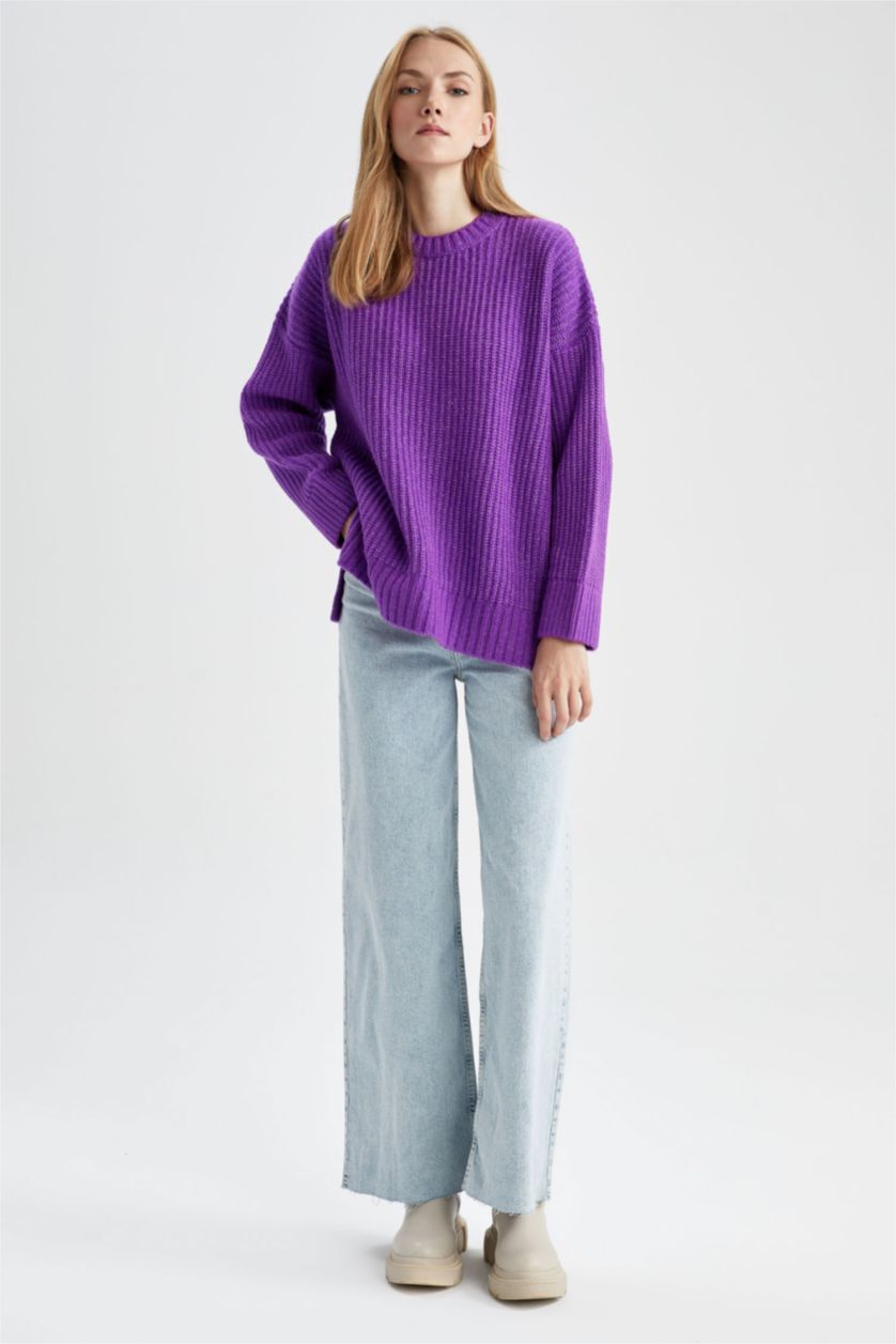 Жіночий Темно розовий Oversize Fit Thessaloniki Fabric Pullover