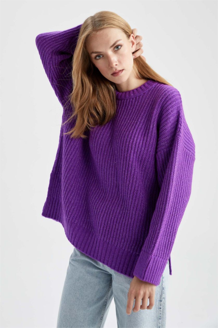 Жіночий Темно розовий Oversize Fit Thessaloniki Fabric Pullover