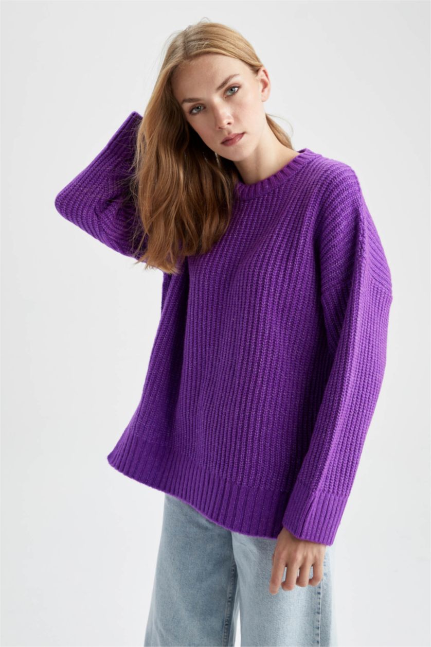 Жіночий Темно розовий Oversize Fit Thessaloniki Fabric Pullover