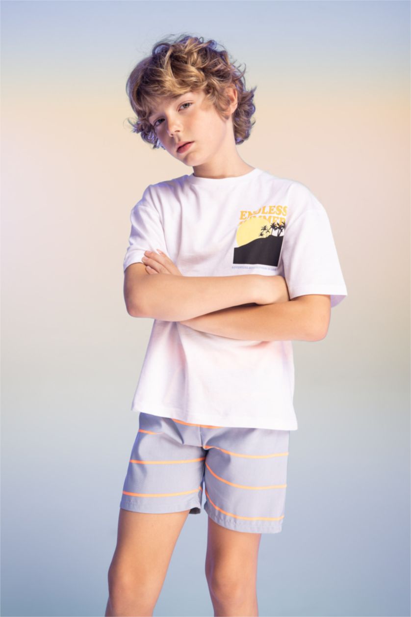 GARÇONS Gümüş Short de bain rayé pour garçon