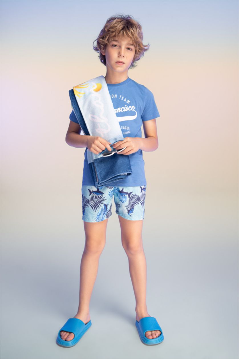 GARÇONS Turquoise Short de Bain imprimé de Requin pour Garçon